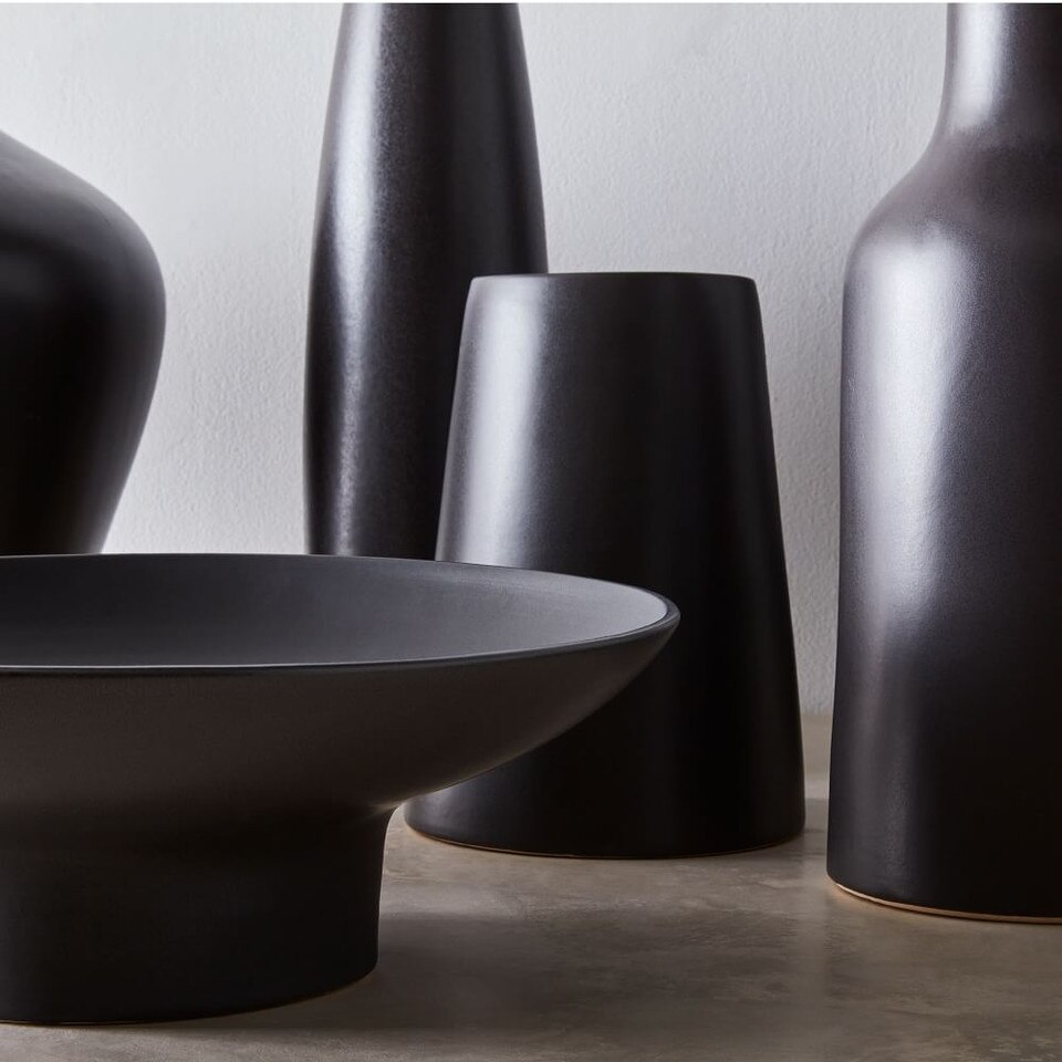 Pure Black Ceramic Vases West Elm UK